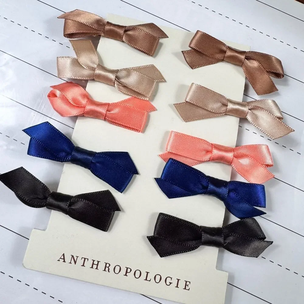 Anthropologie Kids Hair Bow Set - Pink, Blue, Brown